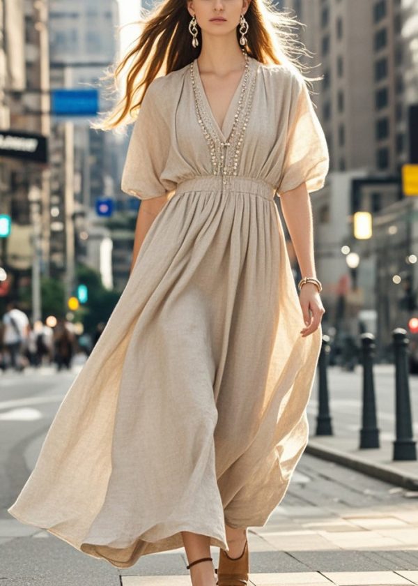 Italian Khaki Tasseled Cotton Vacation Dresses Summer For Cheap - Image 5