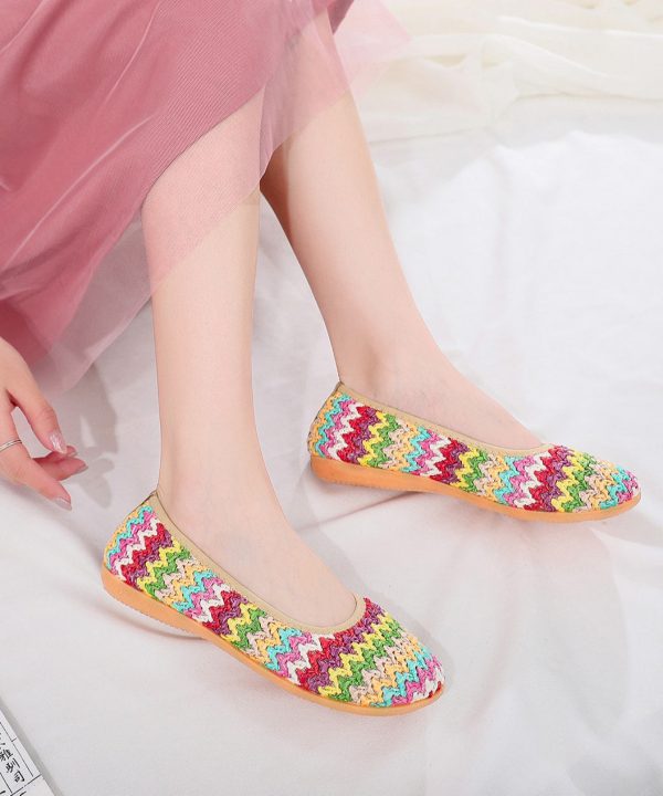 Pink Comfortable Breathable Knit Fabric Penny Loafers Online now - Image 3
