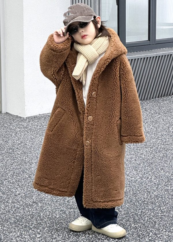 Cute Rose Pockets Kids Maxi Hooded Coat Winter Cheap - Image 2
