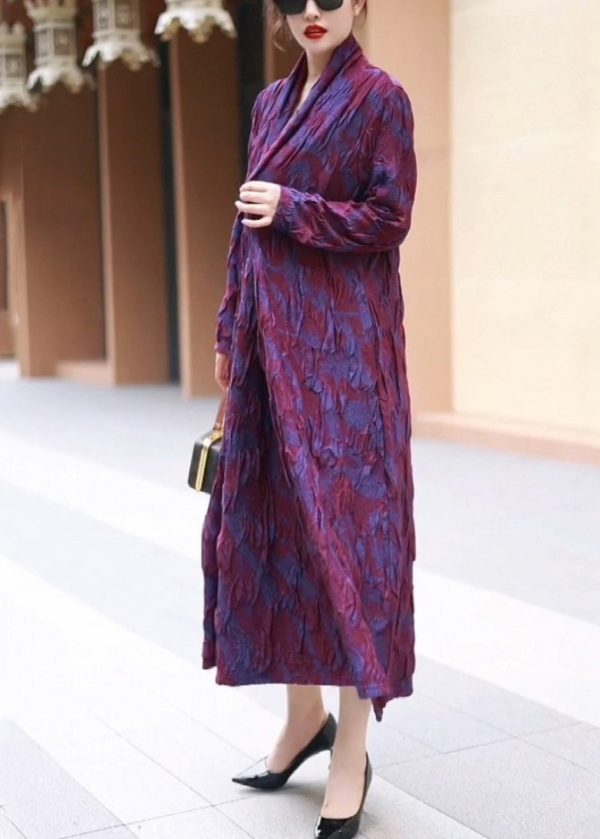 Loose Purple Pockets False Two Pieces Long Dress Winter For Discount - Image 4
