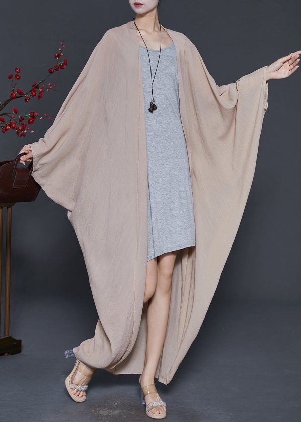 Italian Khaki Oversized Cotton UPF 50+ Cardigans Spring Sale - Image 2