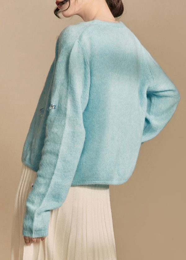Art Blue Button Cardigans And Tank Knit Two Piece Set Spring Discount - Image 5