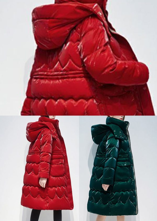 Green Pockets Duck Down Parkaer Hooded Drawstring Winter Discount - Image 5
