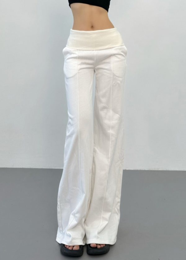 Fitted Grey Patchwork Draping Straight Pants Spring For Sale - Image 2