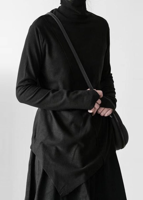 Style White Stand Collar Asymmetrical Design Cotton Tops Spring Cheap - Image 3