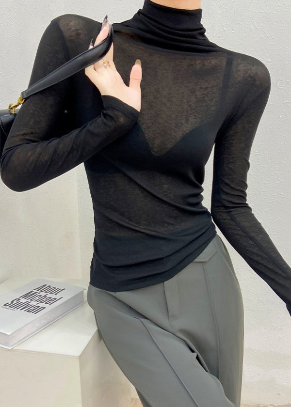 French Rose Hign Neck Slim Fit Woolen Knit Pullover Spring Cheap - Image 4