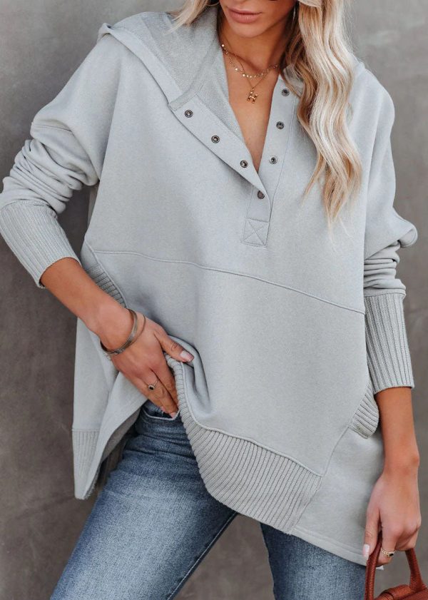 Casual White Hooded Patchwork Plus Size Cotton Sweatshirts Spring Online - Image 4