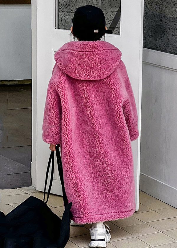 Cute Rose Pockets Kids Maxi Hooded Coat Winter Cheap - Image 5