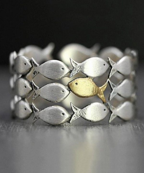 Boutique Yellow Sterling Silver Little Fish Rings Sale - Image 3