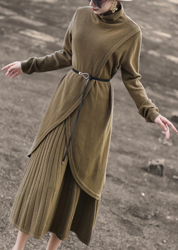 New Blue Turtleneck Tops And Skirts Wool Knit Two-Piece Set Winter Online now - Image 3