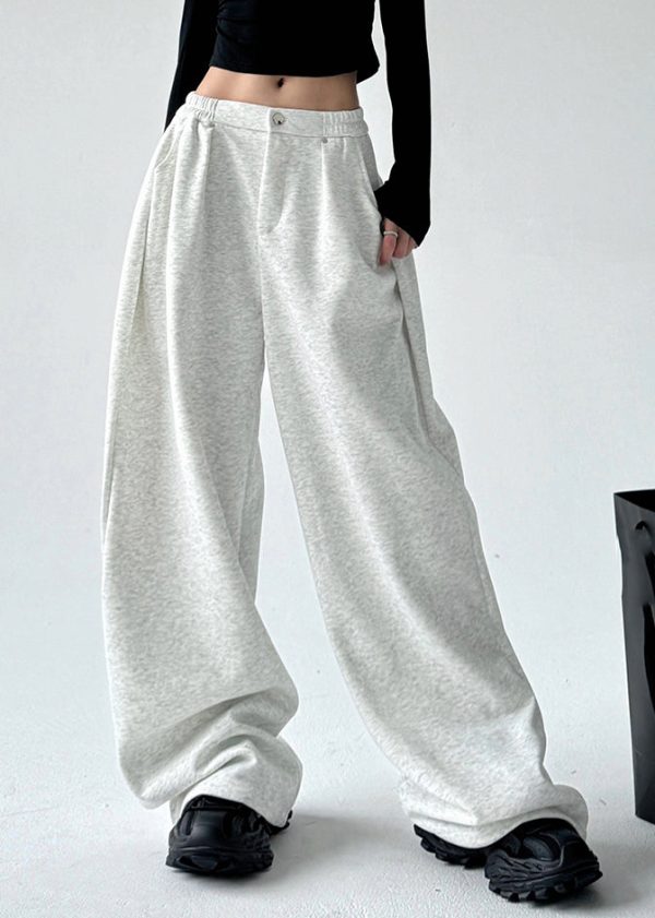 Modern Grey Patchwork High Waist Wide Leg Pants Spring Online Hot Sale - Image 3