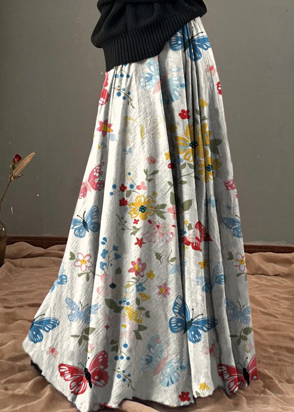 Unique White polka dots Elastic Waist Exra Large Hem Cotton Skirt Spring Fashion