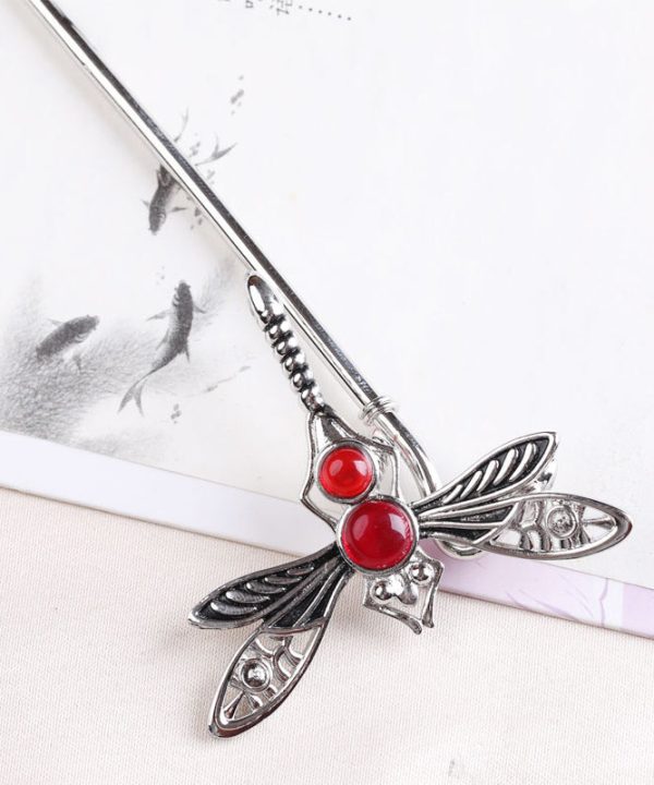 Style Silk Sterling Silver Agate Dragonfly Hairpin Cheap - Image 2