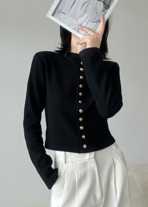 Style White O Neck Button Patchwork Knit Cardigans Spring Online - Image 2