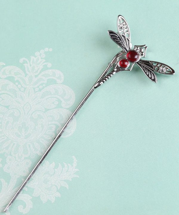 Style Silk Sterling Silver Agate Dragonfly Hairpin Cheap - Image 3