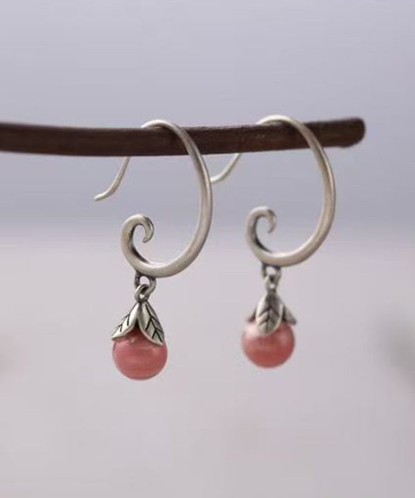 Loose Yellow Sterling Silver Inlaid Gem Stone Hoop Earrings Sale - Image 2