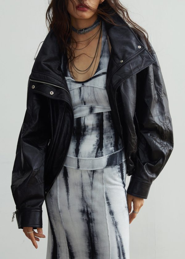 Bohemian Black Fur Collar Patchwork Detachable PU Jacket Winter Cheap - Image 2