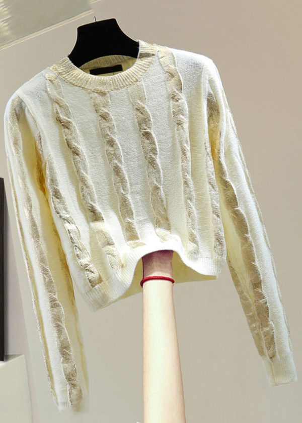 French Black O-Neck Cozy Cotton Knit Sweaters Winter Online Sale - Image 2