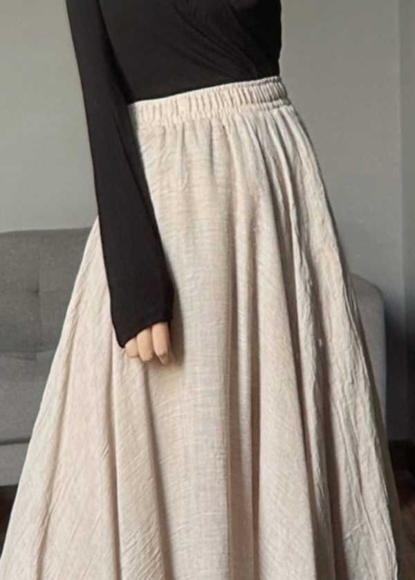 Beautiful Color Geometry Elastic Waist Exra Large Hem Linen Skirts Spring Discount - Image 5