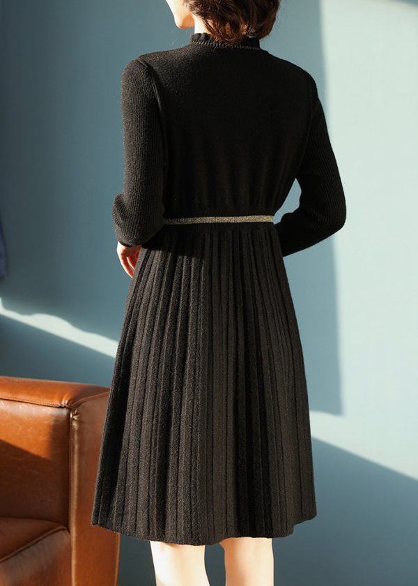 Fashion Apricot Ruffled Patchwork Knit Dress Spring For Cheap - Image 5