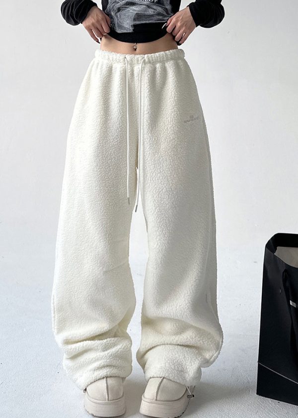Natural White Elastic Waist Drawstring Beam Pants Spring For Cheap - Image 3