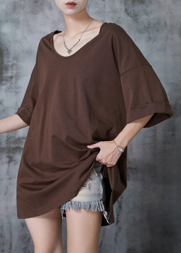 Bohemian Chocolate Oversized Cotton Tank Tops Summer For Cheap