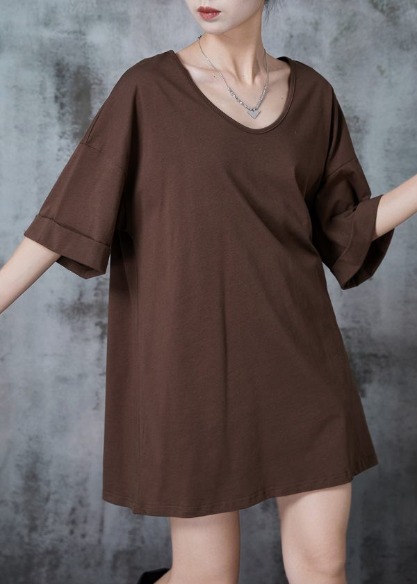 Bohemian Chocolate Oversized Cotton Tank Tops Summer For Cheap - Image 2