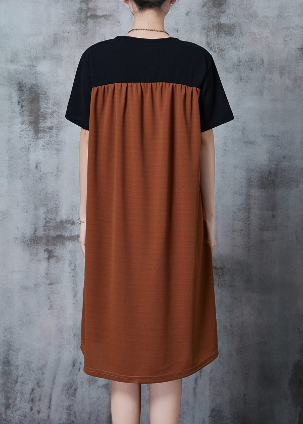 Casual Black Asymmetrical Patchwork Pocket Cotton Dresses Summer For Sale - Image 4