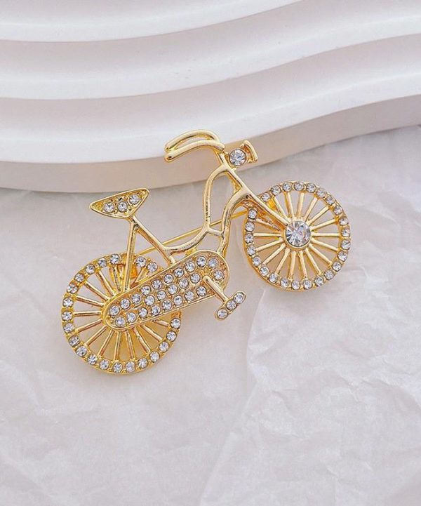 Beautiful Pink Alloy Zircon Pearl Bicycle Brooches Online Hot Sale - Image 4