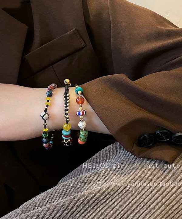 Chinese Style Alloy Weaving Agate Beading Little Elephant Charm Bracelet Sale - Image 4