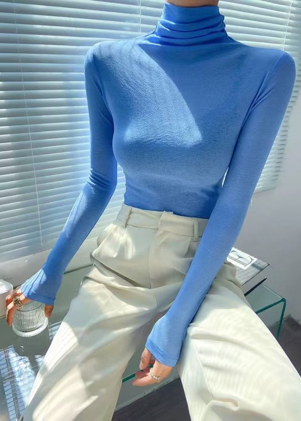 French Rose Hign Neck Slim Fit Woolen Knit Pullover Spring Cheap - Image 2