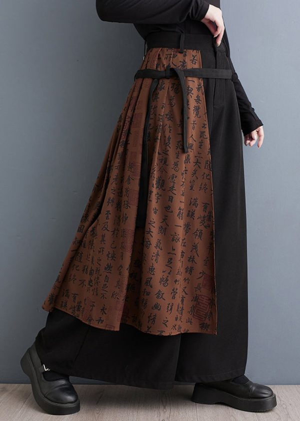 Art Black Asymmetrical Patchwork Cotton Wide Leg Pants Spring Hot on Sale - Image 2
