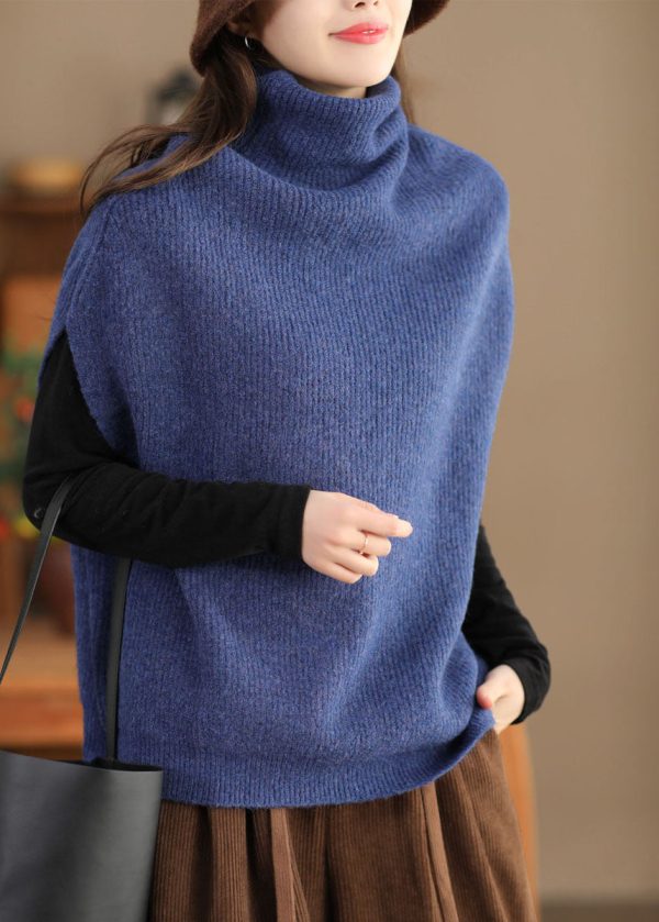 Classy Coffee Hign Neck Woolen Vest Tops Sleeveless Online Sale - Image 4
