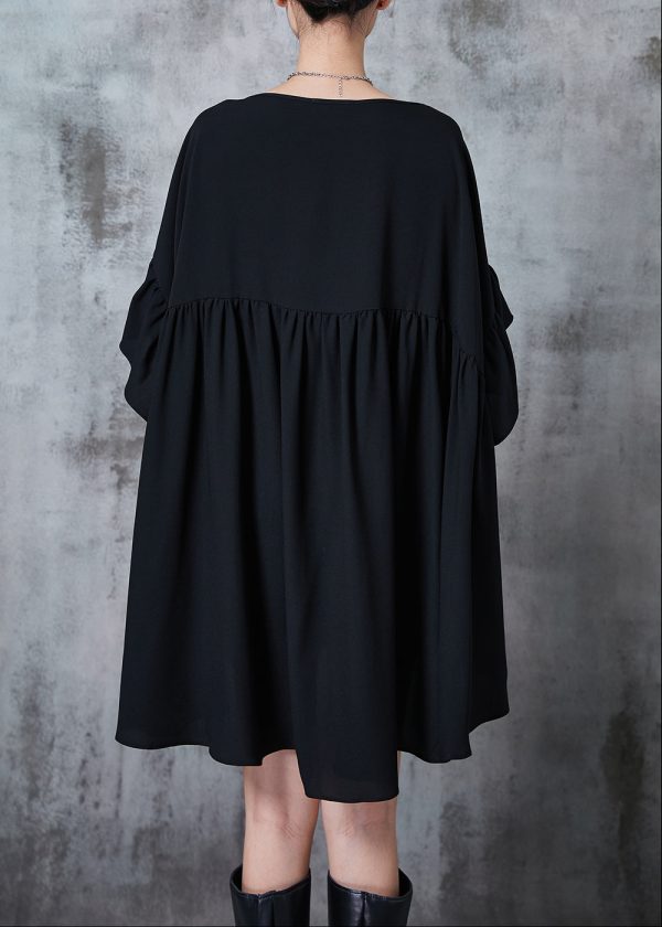 Elegant Black Oversized Low High Design Chiffon Tops Summer Online Sale - Image 4