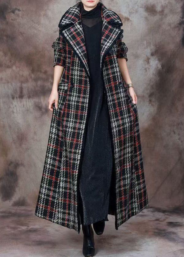 Red Pockets Tie Waist Cotton Coats Peter Pan Collar Winter Online