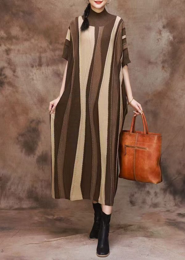 Khaki Cozy Original Design Cashmer Spring Dress Turtleneck Fashion - Image 2