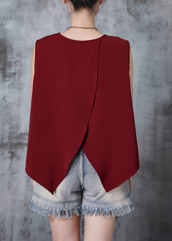 Women Mulberry Asymmetrical Cotton Beach Vest Sleeveless Supply - Image 4