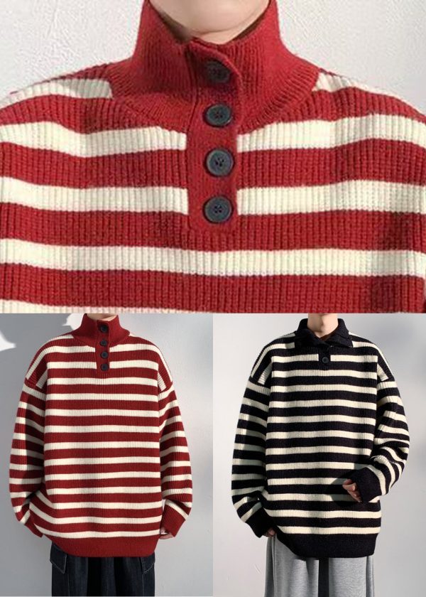 Black Button Knit Men Sweaters Turtleneck Winter Online Sale - Image 5