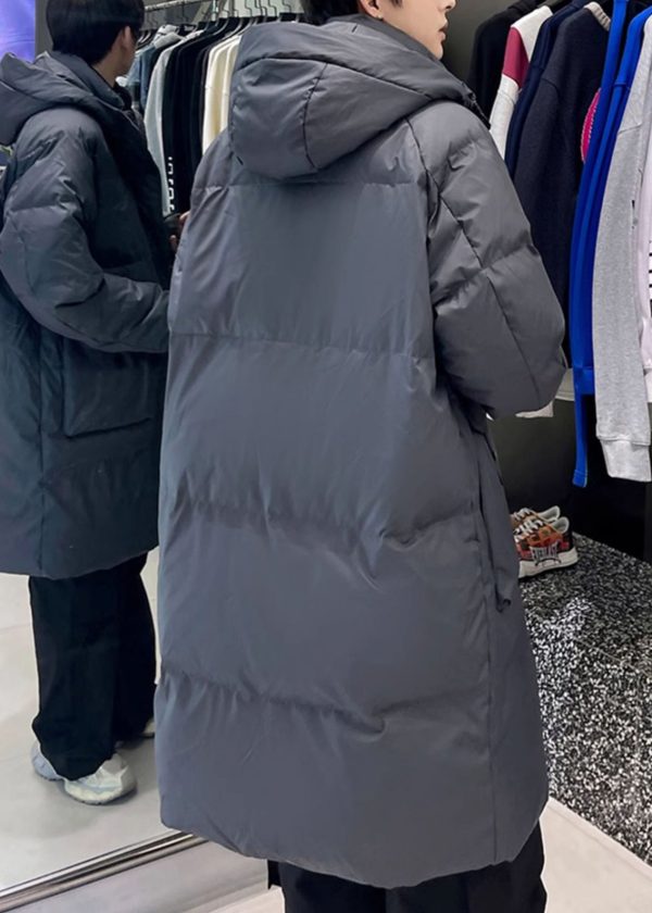 Simple Grey Hooded Pockets Duck Down Men Coats Winter Sale - Image 5