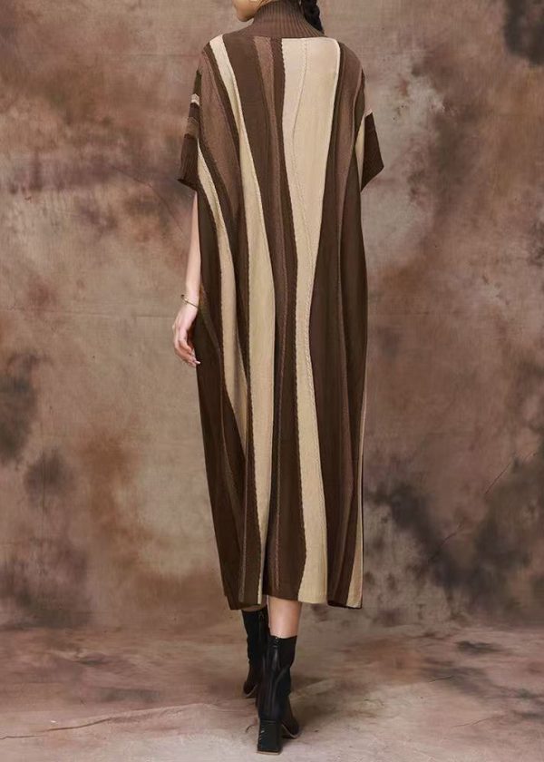 Khaki Cozy Original Design Cashmer Spring Dress Turtleneck Fashion - Image 4