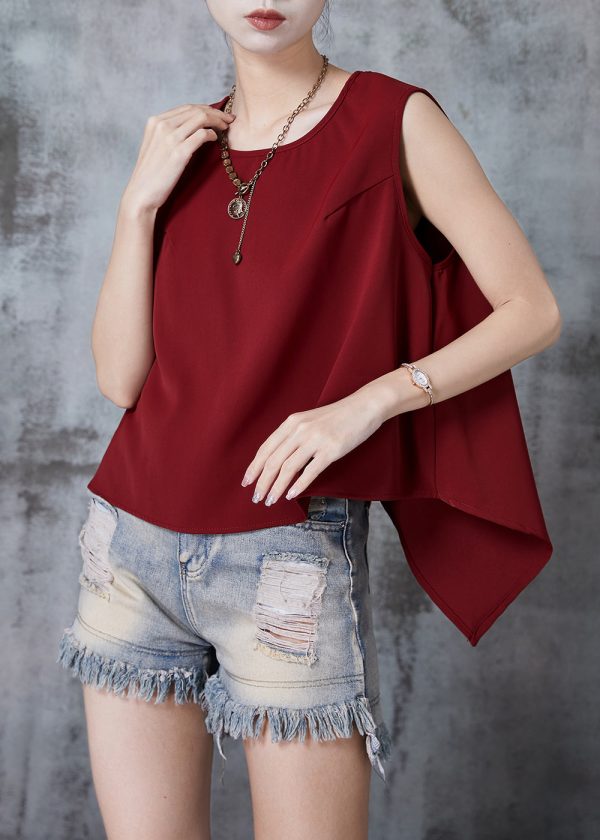 Women Mulberry Asymmetrical Cotton Beach Vest Sleeveless Supply - Image 3