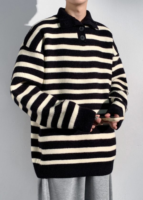 Black Button Knit Men Sweaters Turtleneck Winter Online Sale - Image 3