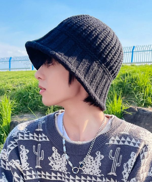 2025 New Black Embroideried Men Knit Bucket Hat Hot on Sale - Image 2