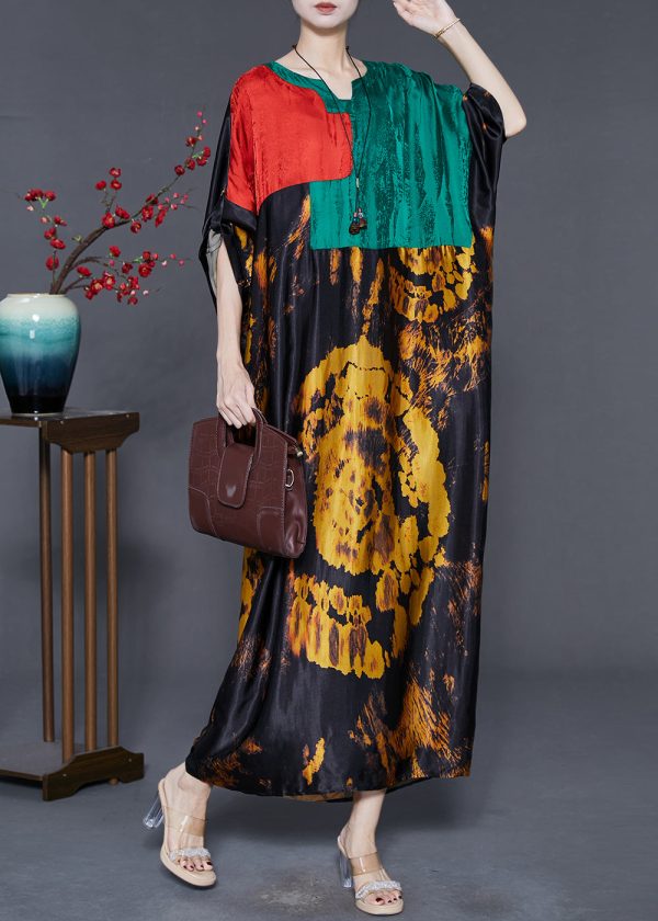 Original Design Colorblock Oversized Print Silk Dress Summer Online now